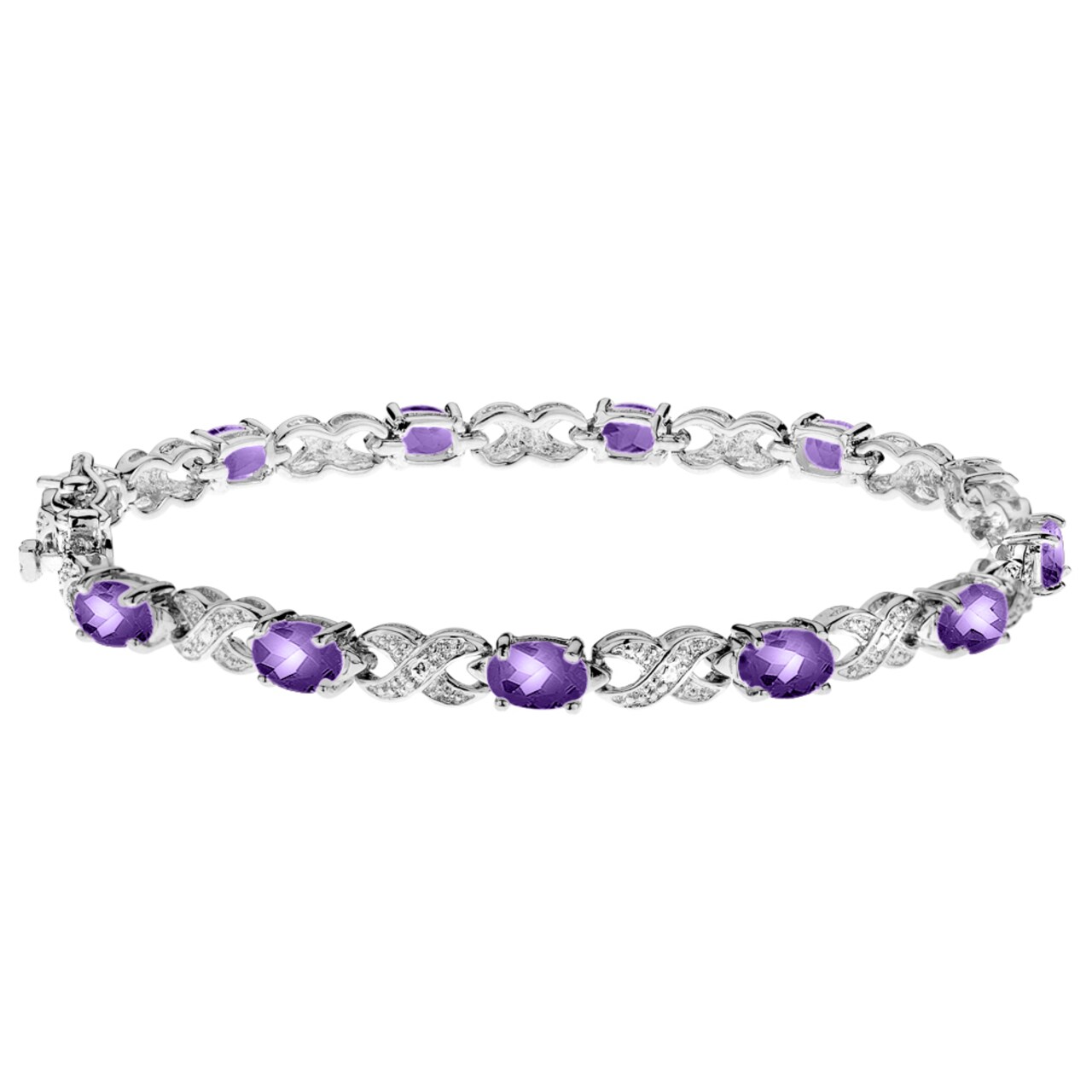 Gem And Harmony 4.00 Carat (ctw) Amethyst Bracelet in Sterling Silver